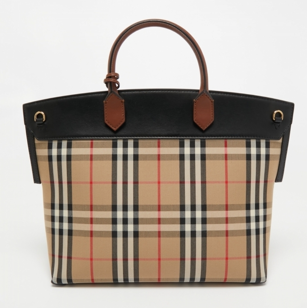 Burberry Checkered Handbag with Black and Brown Accents - Picture 5 of 8